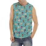 Cartoon Air Balloon Pattern Print Men's Fitness Tank Top
