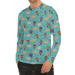 Cartoon Air Balloon Pattern Print Men's Long Sleeve Rash Guard