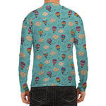 Cartoon Air Balloon Pattern Print Men's Long Sleeve Rash Guard