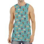 Cartoon Air Balloon Pattern Print Men's Muscle Tank Top