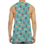 Cartoon Air Balloon Pattern Print Men's Muscle Tank Top