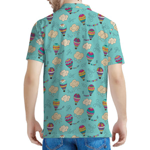 Cartoon Air Balloon Pattern Print Men's Polo Shirt