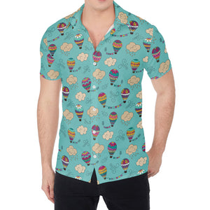 Cartoon Air Balloon Pattern Print Men's Shirt