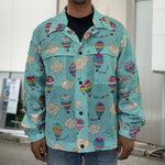 Cartoon Air Balloon Pattern Print Men's Shirt Jacket