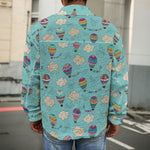 Cartoon Air Balloon Pattern Print Men's Shirt Jacket