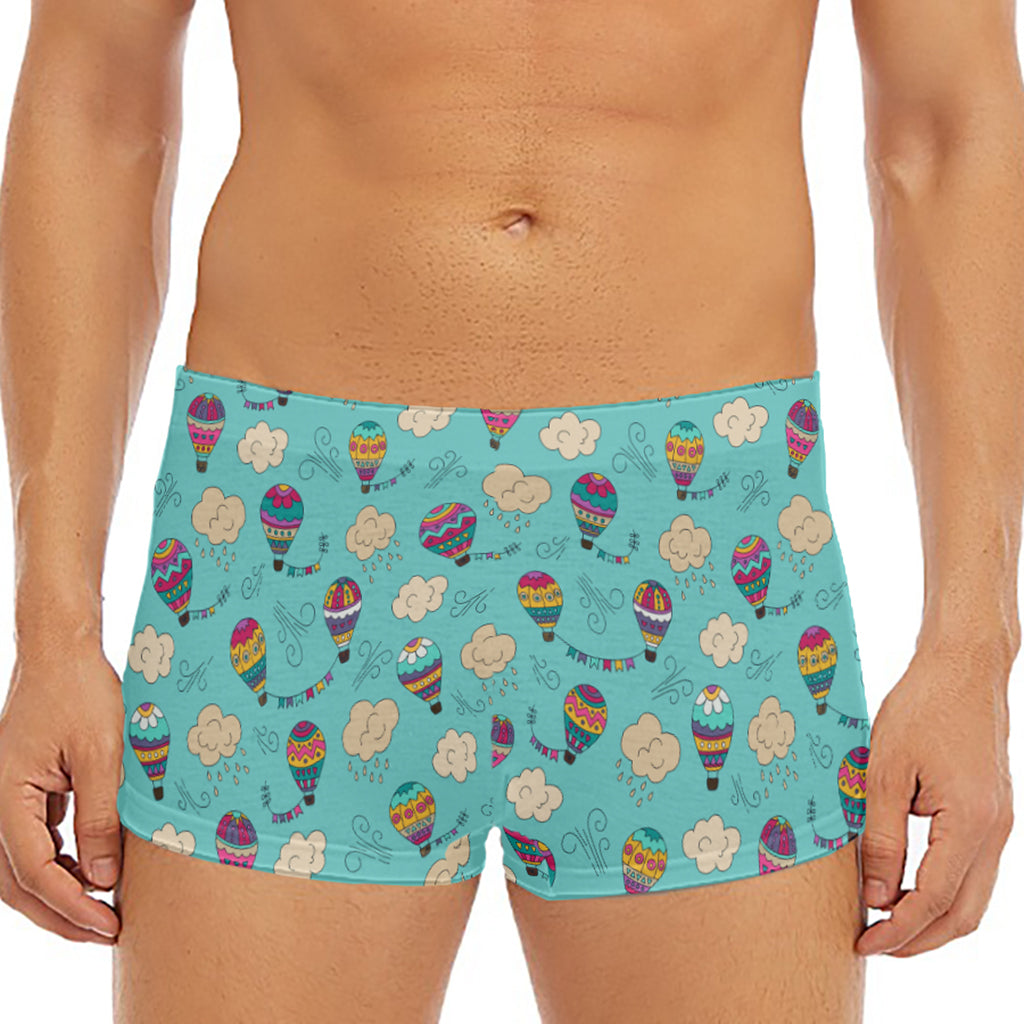 Cartoon Air Balloon Pattern Print Men's Short Boxer Briefs