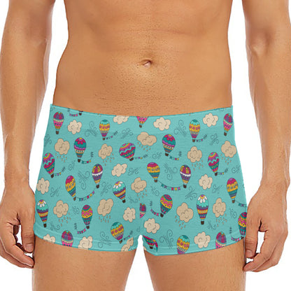 Cartoon Air Balloon Pattern Print Men's Short Boxer Briefs