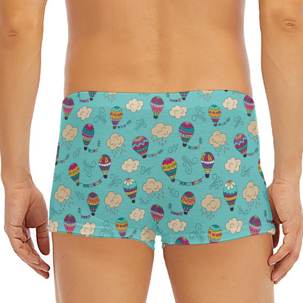 Cartoon Air Balloon Pattern Print Men's Short Boxer Briefs