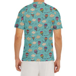 Cartoon Air Balloon Pattern Print Men's Short Sleeve Rash Guard