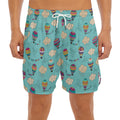 Cartoon Air Balloon Pattern Print Men's Split Running Shorts