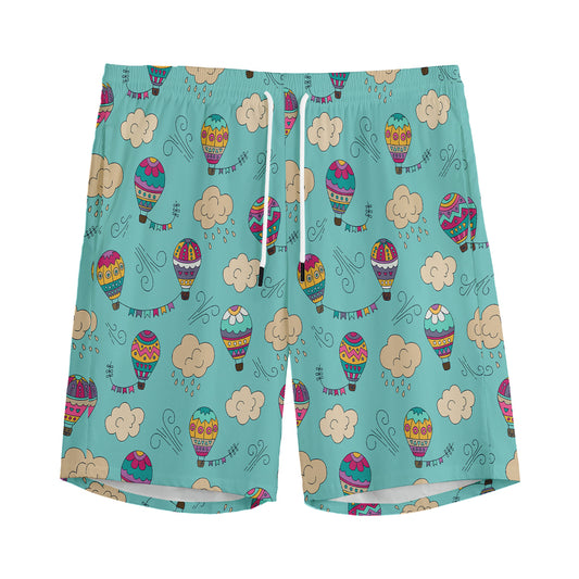Cartoon Air Balloon Pattern Print Men's Sports Shorts
