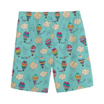 Cartoon Air Balloon Pattern Print Men's Sports Shorts