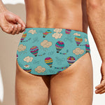 Cartoon Air Balloon Pattern Print Men's Swim Briefs