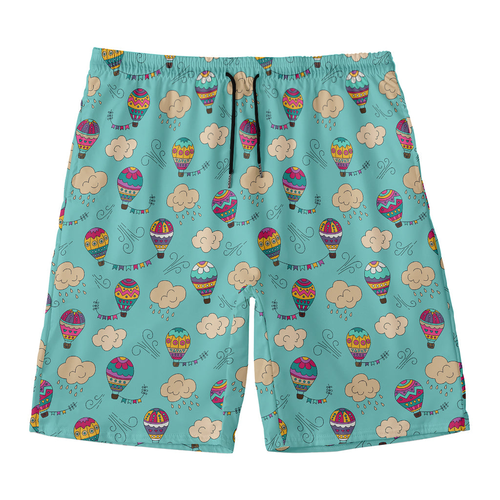 Cartoon Air Balloon Pattern Print Men's Swim Trunks