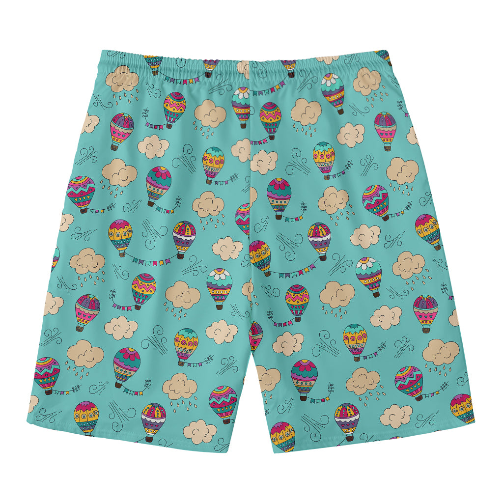Cartoon Air Balloon Pattern Print Men's Swim Trunks