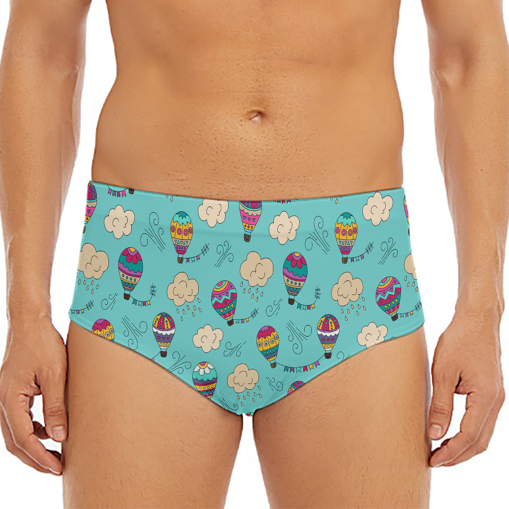 Cartoon Air Balloon Pattern Print Men's Triangle Swim Briefs