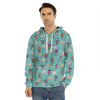 Cartoon Air Balloon Pattern Print Men's Velvet Pullover Hoodie