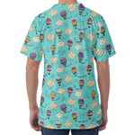 Cartoon Air Balloon Pattern Print Men's Velvet T-Shirt