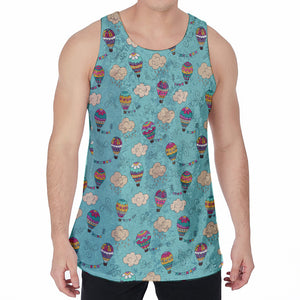 Cartoon Air Balloon Pattern Print Men's Velvet Tank Top