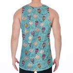 Cartoon Air Balloon Pattern Print Men's Velvet Tank Top