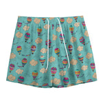 Cartoon Air Balloon Pattern Print Mesh Shorts