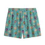 Cartoon Air Balloon Pattern Print Mesh Shorts