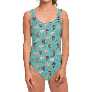 Cartoon Air Balloon Pattern Print One Piece Swimsuit