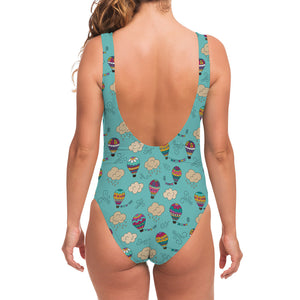 Cartoon Air Balloon Pattern Print One Piece Swimsuit