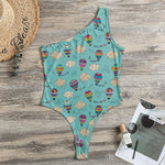 Cartoon Air Balloon Pattern Print One Shoulder Bodysuit