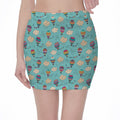 Cartoon Air Balloon Pattern Print Pencil Mini Skirt