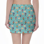 Cartoon Air Balloon Pattern Print Pencil Mini Skirt