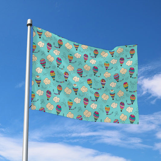 Cartoon Air Balloon Pattern Print Polyester Flag