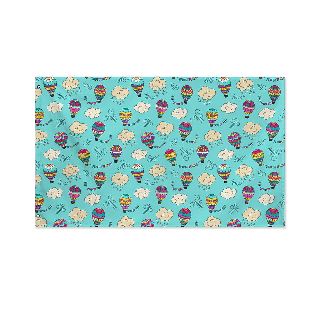 Cartoon Air Balloon Pattern Print Polyester Flag
