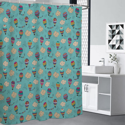Cartoon Air Balloon Pattern Print Premium Shower Curtain