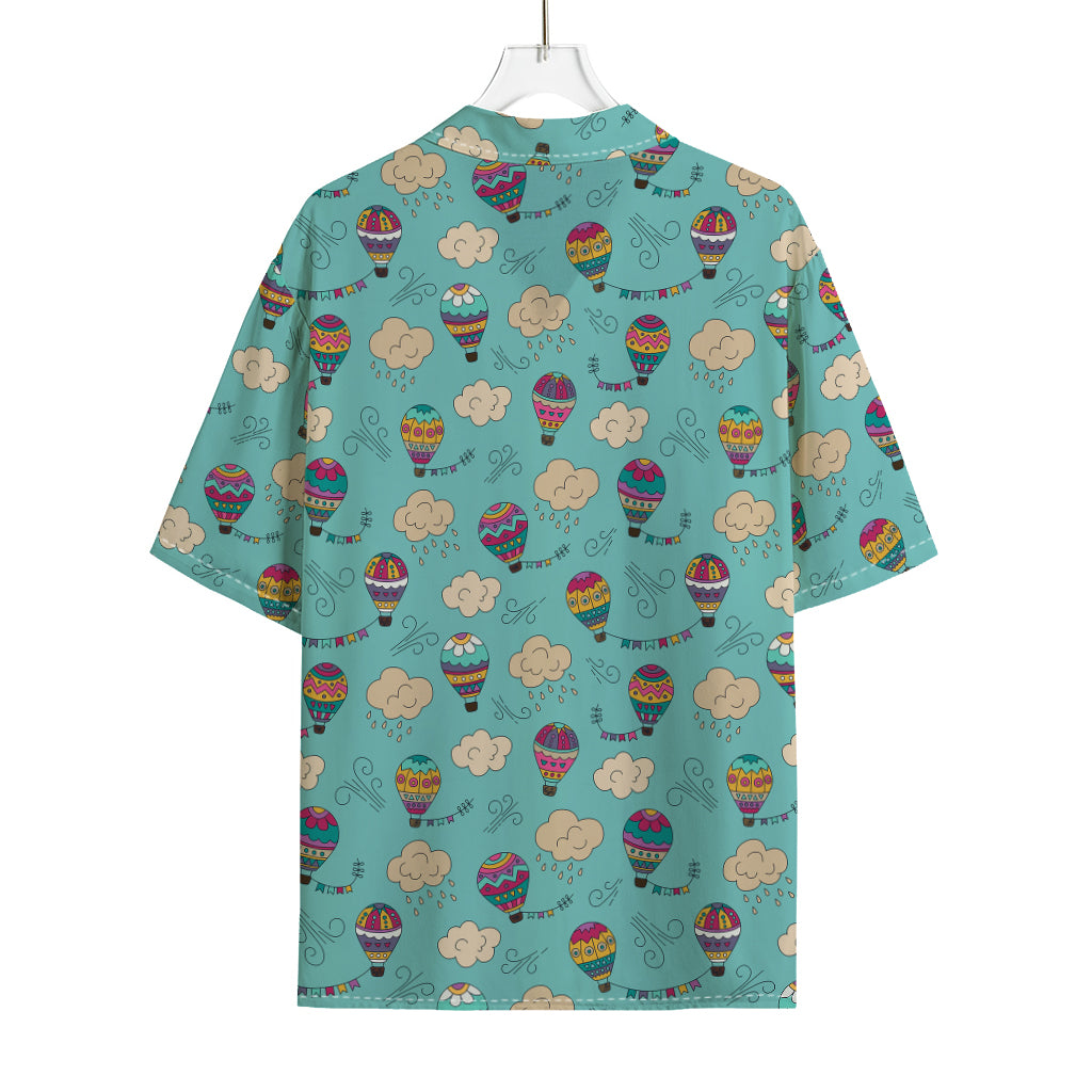 Cartoon Air Balloon Pattern Print Rayon Hawaiian Shirt