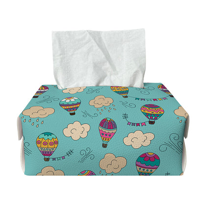 Cartoon Air Balloon Pattern Print Rectangle Tissue Box Cover