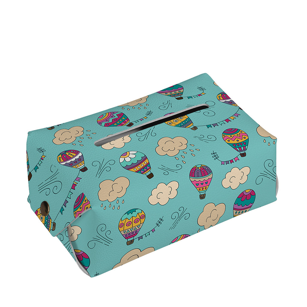 Cartoon Air Balloon Pattern Print Rectangle Tissue Box Cover