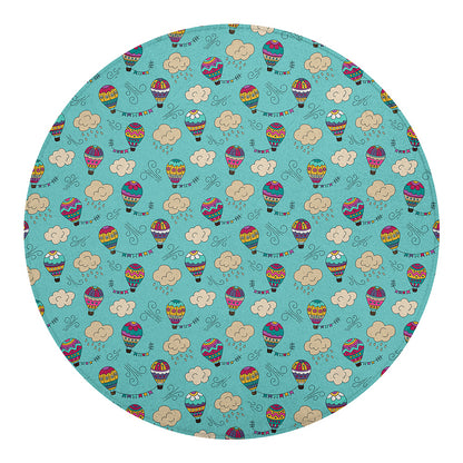 Cartoon Air Balloon Pattern Print Round Blanket