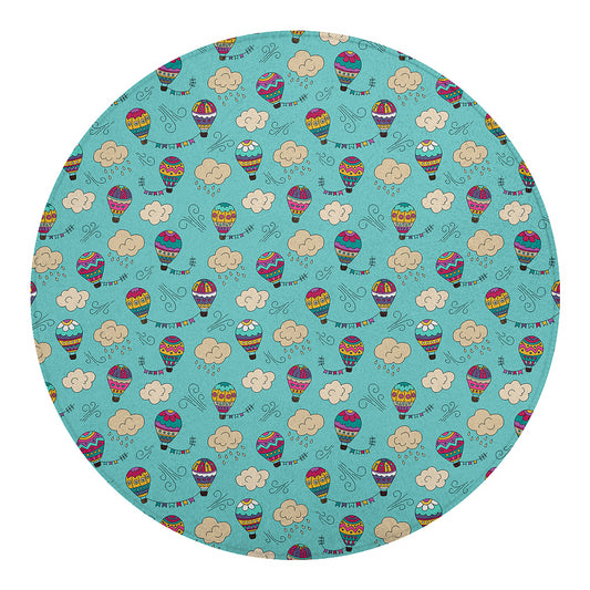 Cartoon Air Balloon Pattern Print Round Blanket