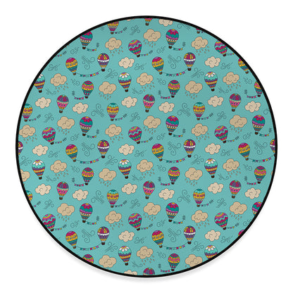 Cartoon Air Balloon Pattern Print Round Floor Mat