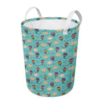 Cartoon Air Balloon Pattern Print Round Laundry Basket