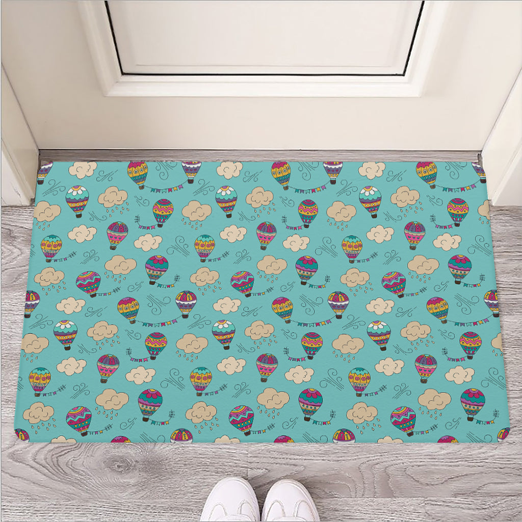 Cartoon Air Balloon Pattern Print Rubber Doormat