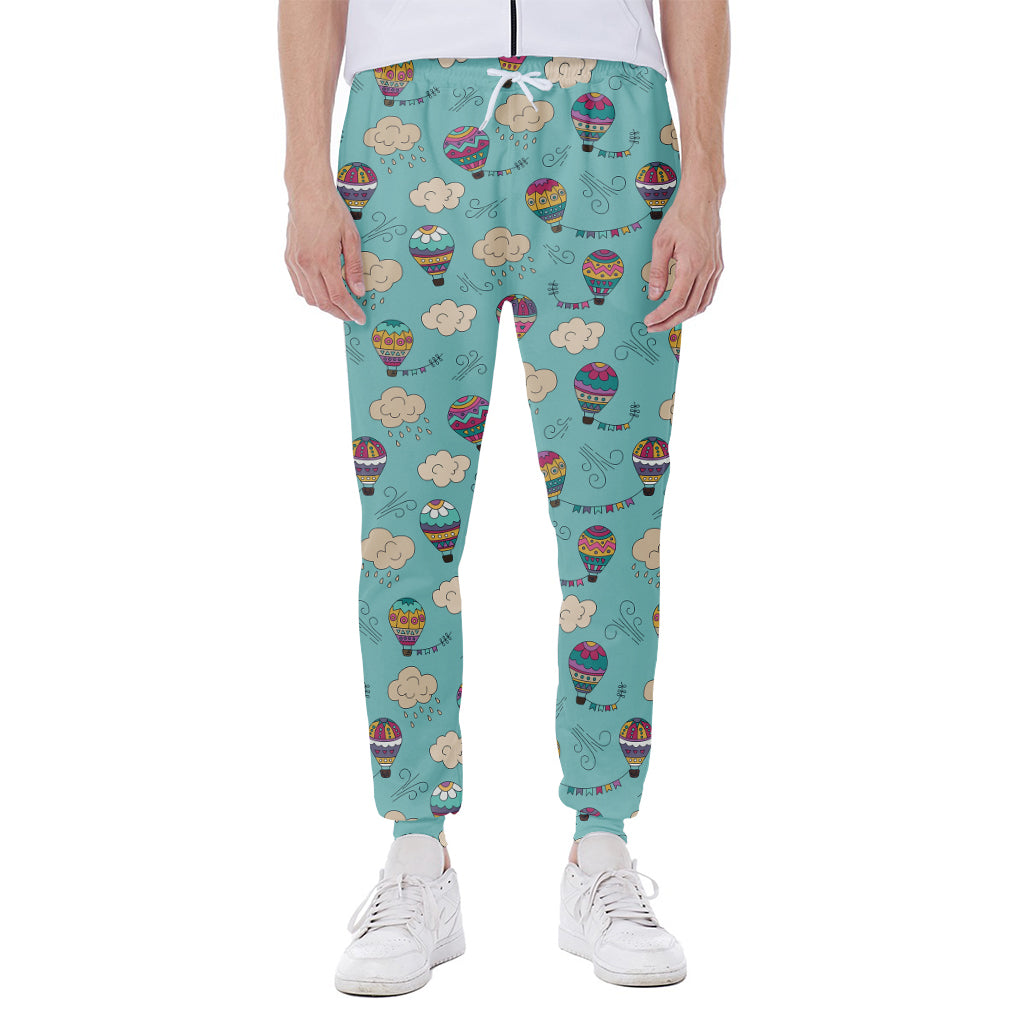 Cartoon Air Balloon Pattern Print Scuba Joggers