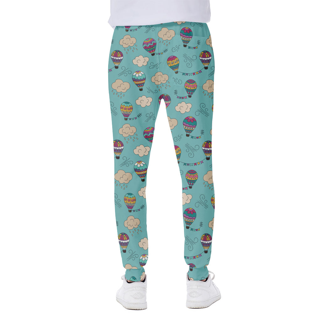 Cartoon Air Balloon Pattern Print Scuba Joggers