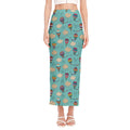 Cartoon Air Balloon Pattern Print Side Slit Maxi Skirt