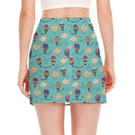 Cartoon Air Balloon Pattern Print Side Slit Mini Skirt