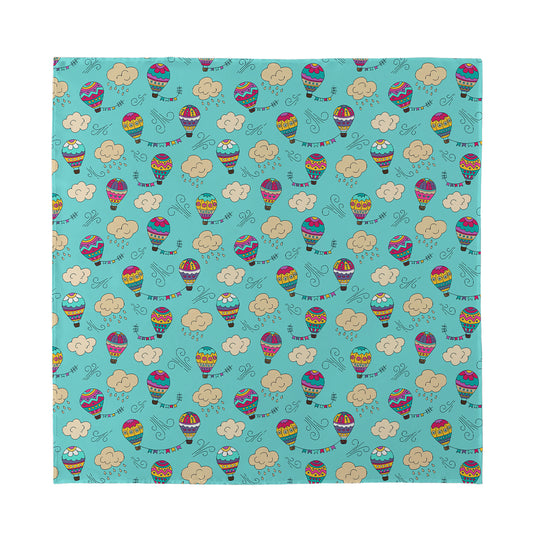 Cartoon Air Balloon Pattern Print Silk Bandana