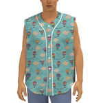 Cartoon Air Balloon Pattern Print Sleeveless Baseball Jersey