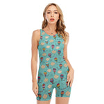Cartoon Air Balloon Pattern Print Sleeveless One Piece Swimsuit