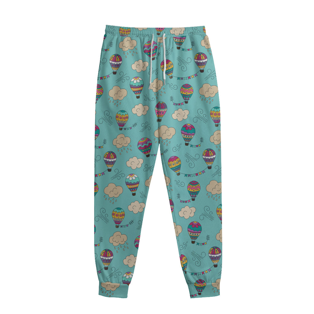 Cartoon Air Balloon Pattern Print Sweatpants